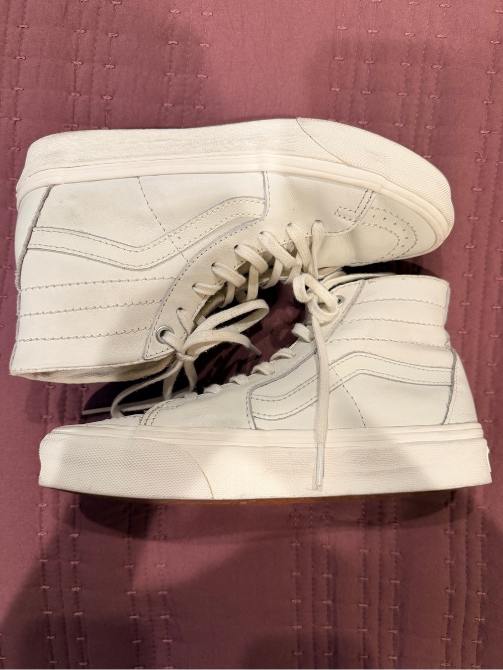 Vans White High-Top Leather Skate Sneakers